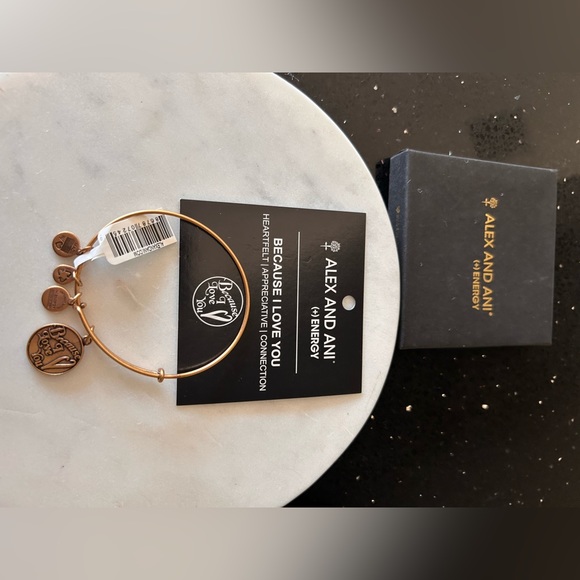 Alex and Ani “Because I Love You” 2014 NWT NIB antiqued gold tone bracelet - Picture 3 of 5